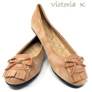 Women Ballet Buckle & Bow Flats, B-2238, Dk Beige